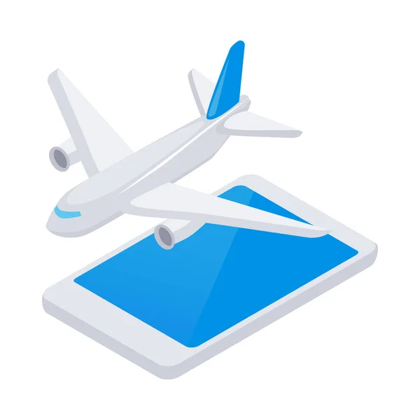 Online Tickets Booking Isometric Icon Plane Gadget Vector Illustration 온라인 — 스톡 벡터