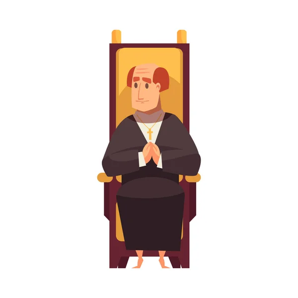 Cartoon Medieval Priest Throne Vector Illustration — Stock Vector