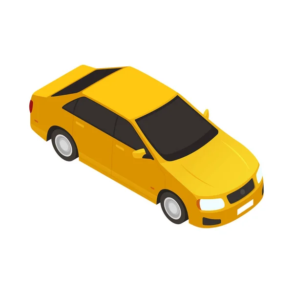 Yellow Car Isometric Icon White Background Vector Illustration — Stock Vector