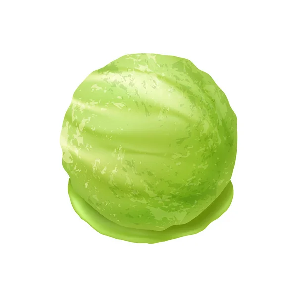 白い背景の上の緑茶アイスクリームの現実的なスクープベクトル図 — ストックベクタ