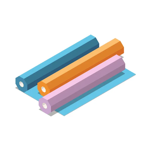 Isometric Colorful Rolls Wrapping Paper Vector Illustration — 图库矢量图片