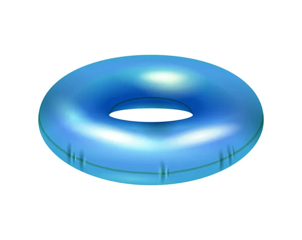 Μπλε Φουσκωτό Δαχτυλίδι Καουτσούκ Λευκό Φόντο Ρεαλιστική Διανυσματική Απεικόνιση — Διανυσματικό Αρχείο
