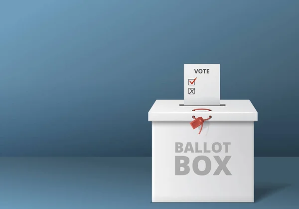 Elecciones Votación Composición Realista Con Vistas Caja Cartón Bloqueado Con — Vector de stock