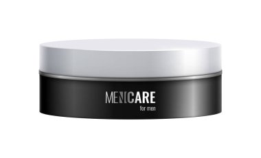 Erkekler için renkli krema kavanozu gerçekçi ambalaj vektör çizimi