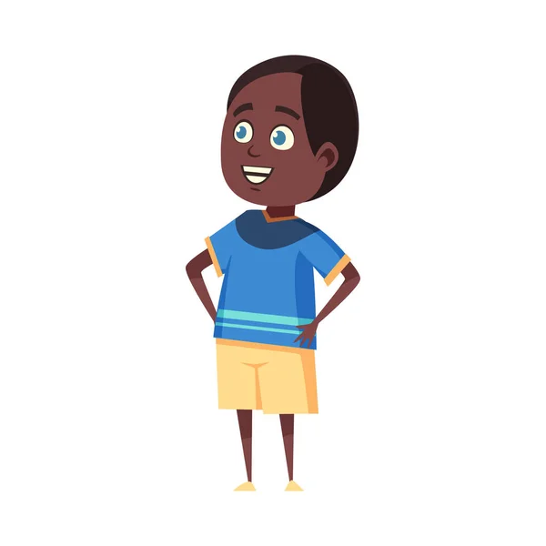 Ευτυχισμένο Αφρικανικό Αγόρι Εικονογράφηση Φορέα Κινουμένων Σχεδίων — Διανυσματικό Αρχείο