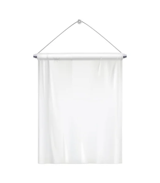 現実的な空白の白い長方形のサテンペナントベクトルイラスト — ストックベクタ