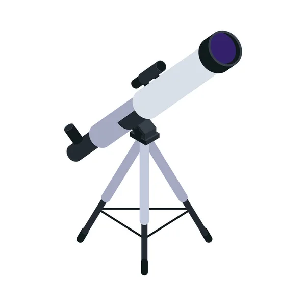 Icono Del Telescopio Espacial Sobre Fondo Blanco Ilustración Vectorial Isométrica — Vector de stock