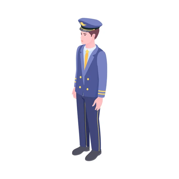 Piloto Avião Masculino Isométrico Ilustração Vetorial Uniforme —  Vetores de Stock