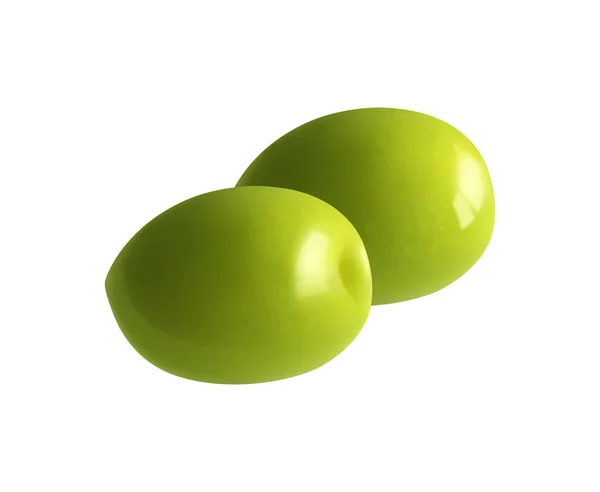 Deux Olives Vertes Fraîches Sur Fond Blanc Illustration Vectorielle Réaliste — Image vectorielle