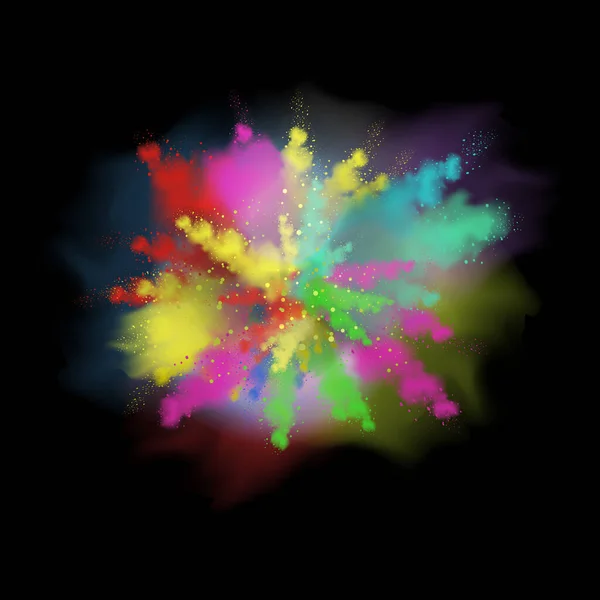Farbpuder Oder Farbexplosion Vor Schwarzem Hintergrund Realistische Vektorillustration — Stockvektor