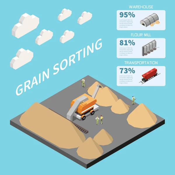 Fondo Industria Del Grano Trigo Que Representa Proceso Clasificación Granos — Vector de stock