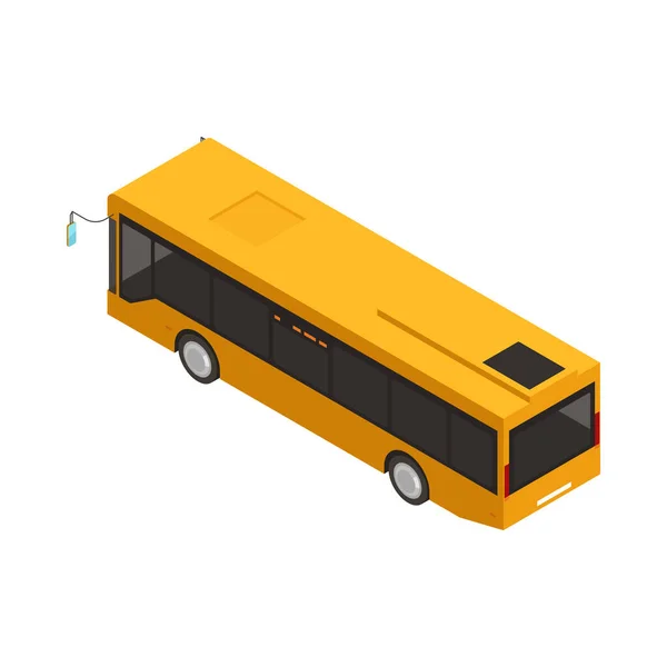 Жовтий Автобус Вид Ззаду Ізометрична Піктограма Білому Тлі Векторні Ілюстрації — стоковий вектор