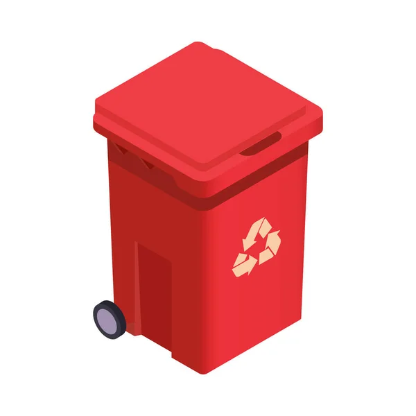 Red Garbage Container White Background Isometric Vector Illustration — Stock Vector