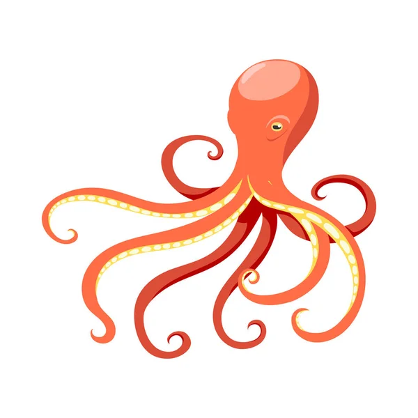 Isometrische Kleur Octopus Pictogram Witte Achtergrond Vector Illustratie — Stockvector