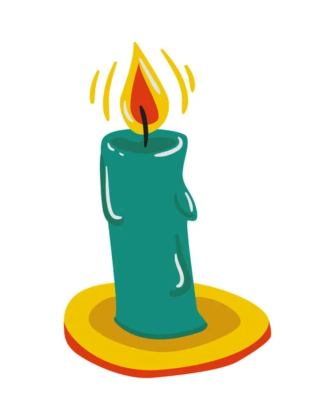 Flache Brennende Kerze Auf Weißem Hintergrund Vektor Illustration — Stockvektor