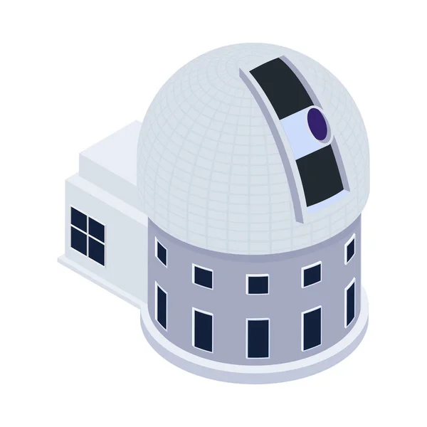 Здание Изометрической Космической Обсерватории Трехмерной Векторной Иллюстрацией — стоковый вектор