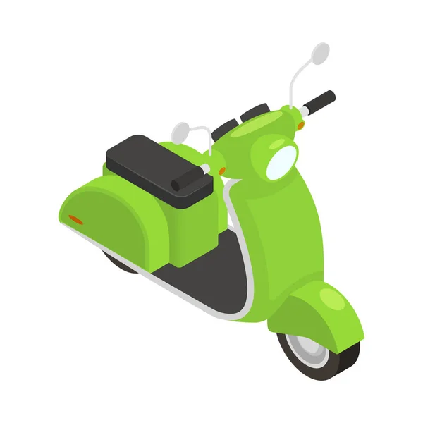 Green Scooter Isometric Icon White Background Vector Illustration — Stock Vector