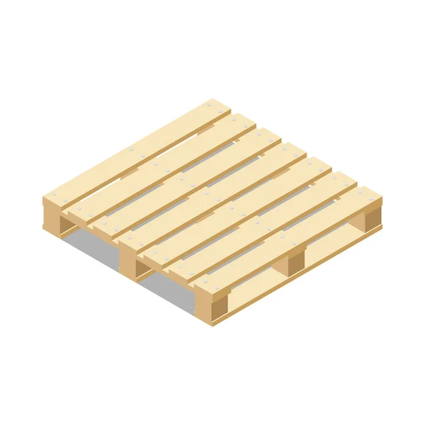 Isometric Empty Wooden Pallet White Background Vector Illustration — Stock Vector