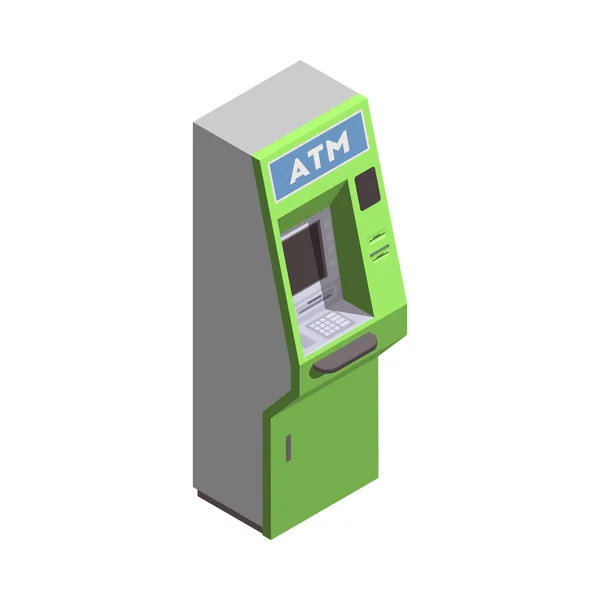 Τράπεζα Atm Μηχάνημα Μετρητών Ισομετρική Εικονίδιο Διανυσματική Απεικόνιση — Διανυσματικό Αρχείο