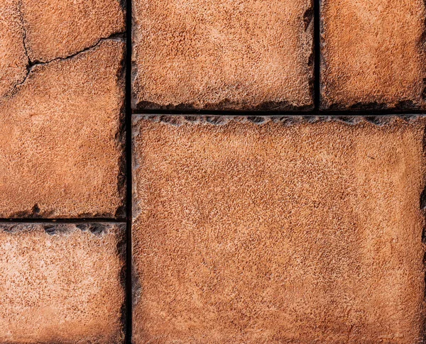 コピースペースと茶色のレンガ舗装石、石積み、茶色の石のテクスチャの背景 — ストック写真
