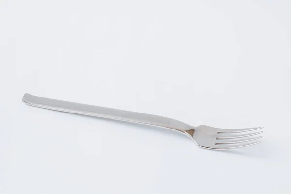 Empty Steel Fork White Background Copy Space — Stock Photo, Image