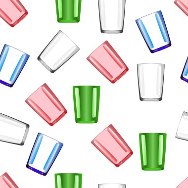 İllüzyon. Beyaz arkaplandaki renkli gözlüklerin deseni. Arkaplan ve dokular için.