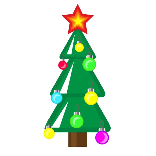 Kerstboom Groen Met Kerstballen Een Ster Kerstboom Teken Illustratie — Stockfoto