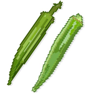 Abelmos pikselli bir sebze. Simge. Görüntü.