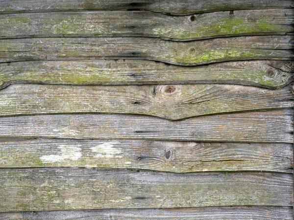 Lattes de bois sur une vieille clôture de jardin moisie — Photo