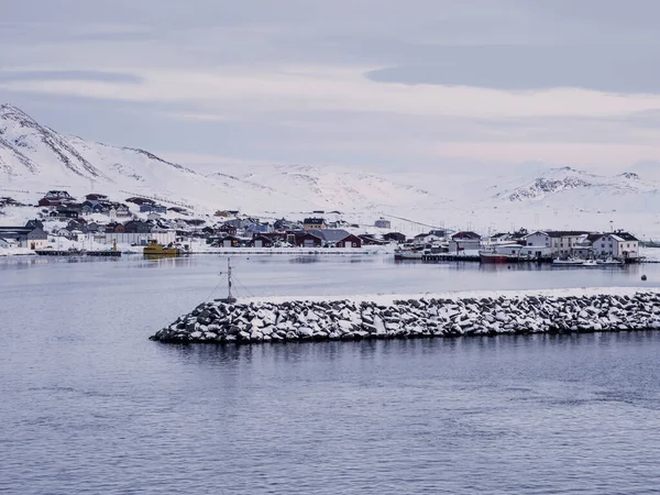 Haven bij Mehamn, Noorwegen, in de winter — Stockfoto