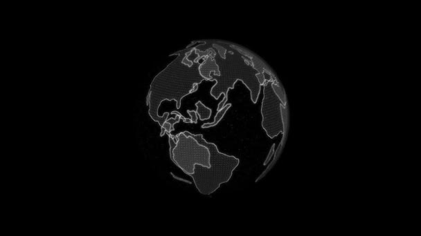 Digitaal hologram van de aarde witte kleur draait. 3D-weergave. Abstracte kwab — Stockvideo