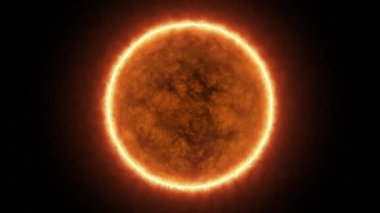 Gerçekçi, yakıcı güneş yüzeyine uzayda parlayan patlamalarla yaklaşıyoruz. 3d hazırlayıcı 