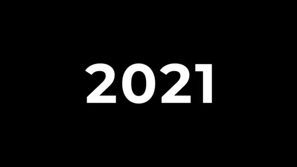 2021年は2022年に移行し、黒の背景にグリッチ効果と成果物があります。新年 — ストック動画