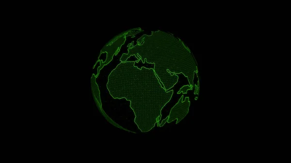 Ψηφιακό ολόγραμμα γήινου πράσινου χρώματος. 3D απόδοση. Αφηρημένη σφαίρα — Φωτογραφία Αρχείου