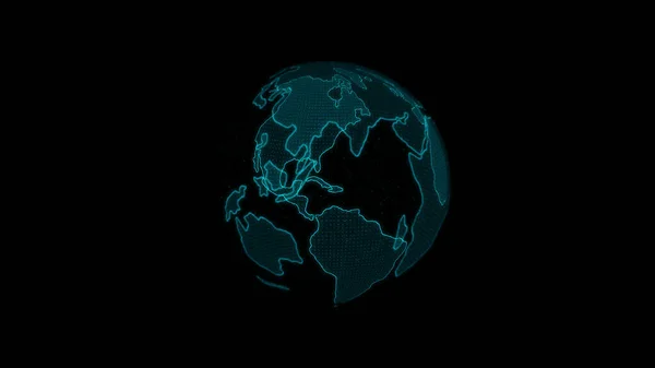 Digital hologram of the earth blue color. 3D render. Abstract Globe. North and South America — Stock Photo, Image