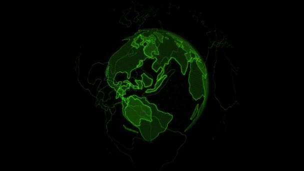 Digital hologram of the earth green color rotates. 3D render — Video Stock