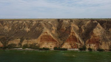 Top view of clay mountains, rocks and hills near the Dnieper estuary. Stanislav, Grand Canyon of Kherson