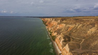 Top view of clay mountains and hills near the Dnieper estuary. Stanislav, Grand Canyon