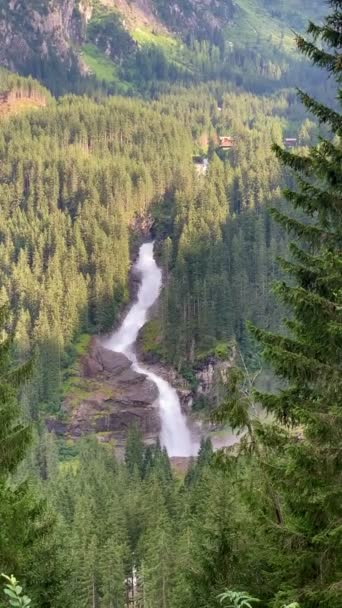 Enorme Salto Agua Krimml Cae Parque Nacional Austríaco — Vídeo de stock
