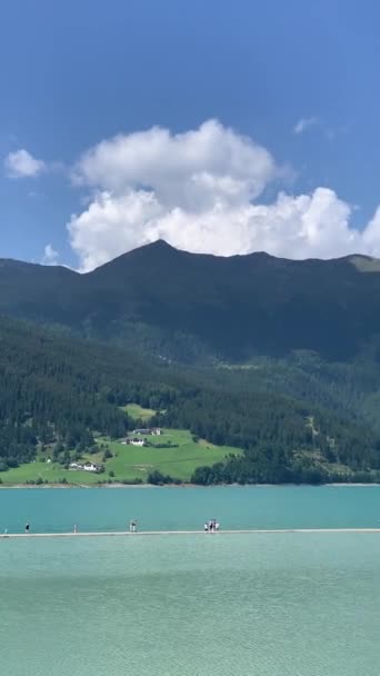 Clocher Curon Venosta Émergeant Des Eaux Turquoise Lac Italie — Video