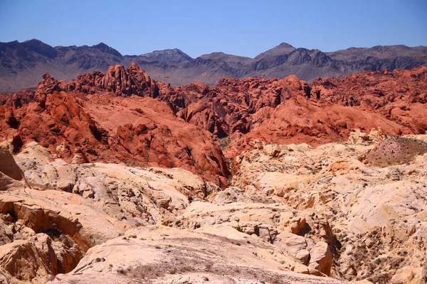 Die Landschaft Aus Verschiedenen Roten Und Rosa Felsen Mit Den — Stockfoto