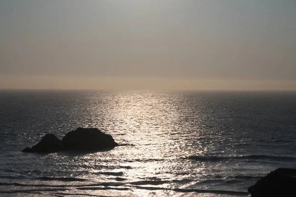 Pôr Sol Amarelo Sobre Oceano Sutro Banhos São Francisco Califórnia — Fotografia de Stock
