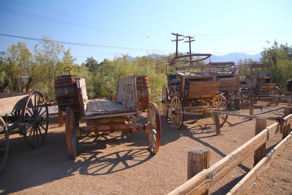 Les Vieux Chariots Traditionnels Bois Dans Désert Vallée Mort Californie — Photo