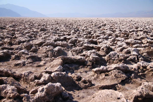 The spectacular rocks and salt formations of the Devils Golf Course in the Death Valley desert