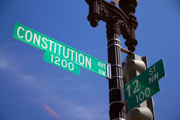 Green Street North West Historic Sign Downtown Washington Intersection Constitution —  Fotos de Stock