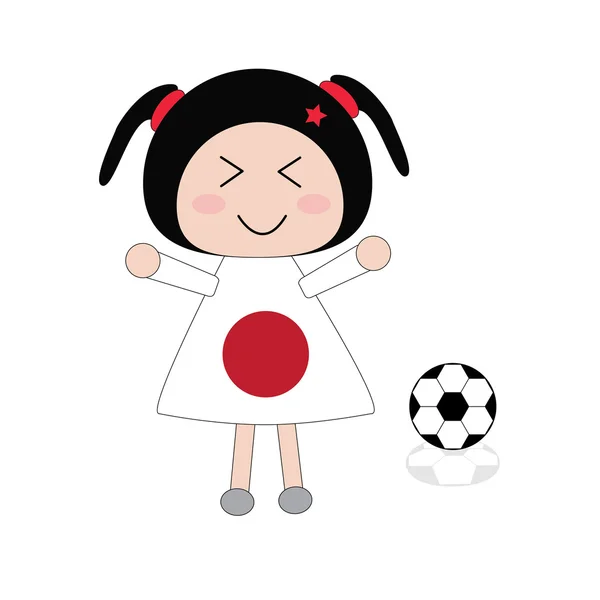 図日本サッカー ドレスの少女 — ストックベクタ