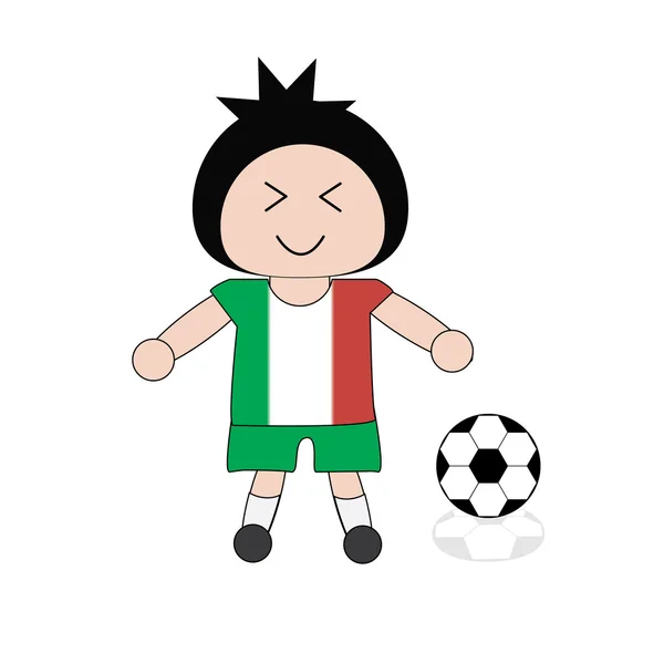 Illustrazione ragazzo in Italia uniforme da calcio — Vettoriale Stock