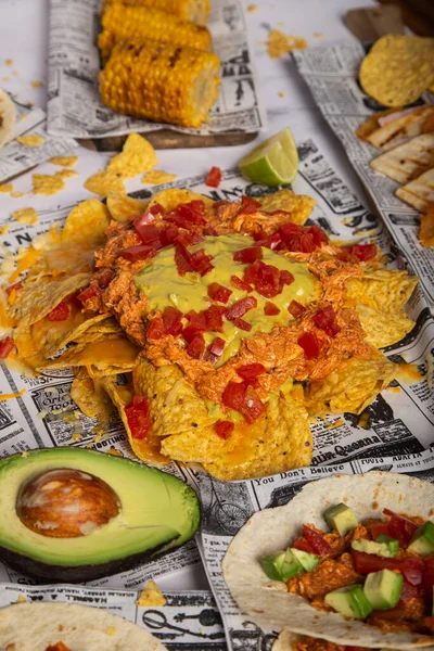 Разнообразие Блюд Мексиканской Кухни Вертикальная Картинка — стоковое фото