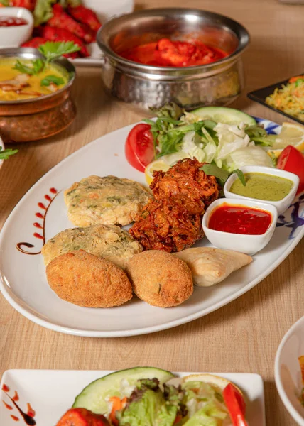 Surtido Platos Típicos Cocina India — Foto de Stock