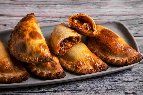 Traditional Argentinian Uruguayan Empanadas Wooden Background — Stock Photo, Image